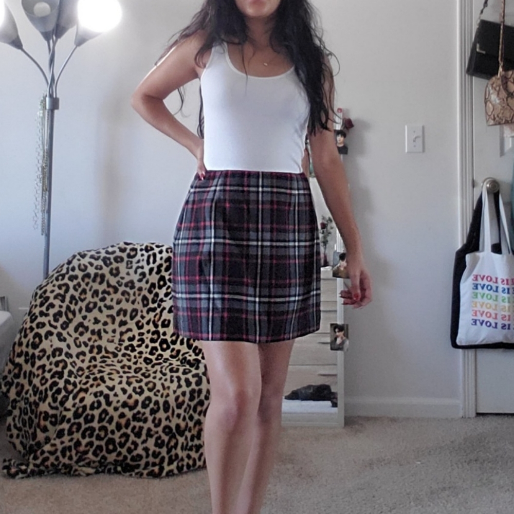 A-line plaid skirt